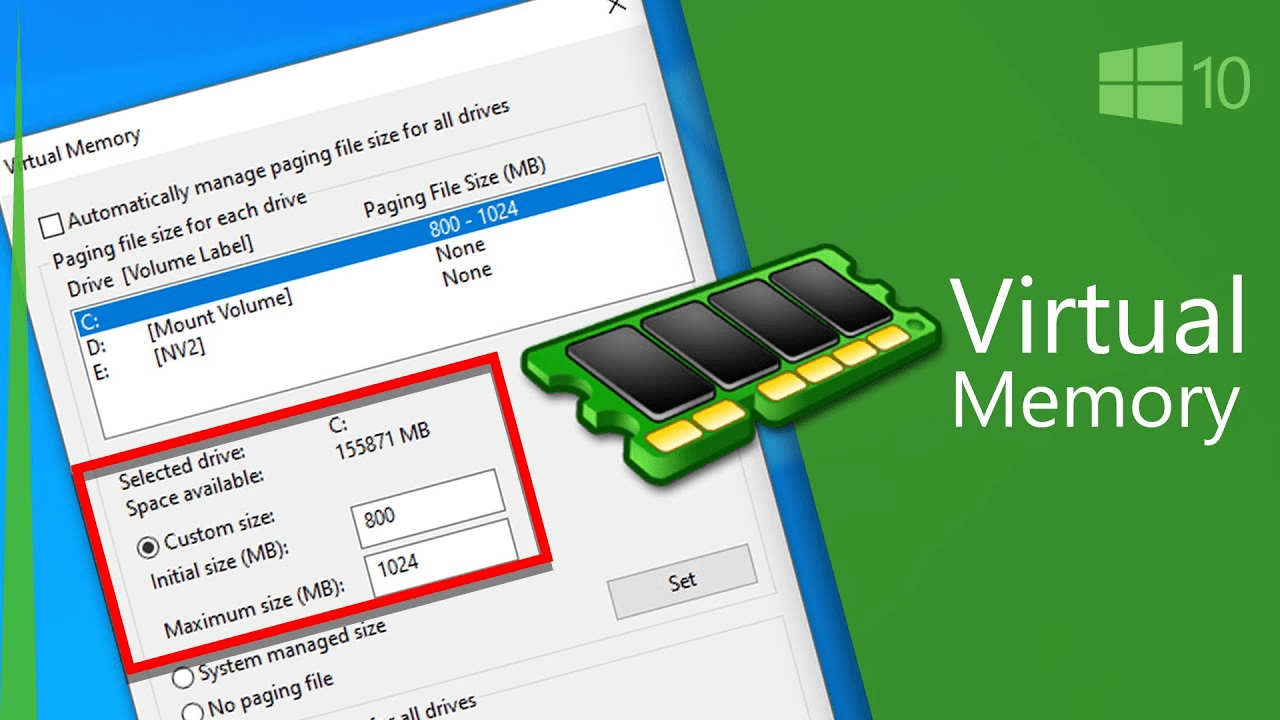 Cách Set RAM ảo Win 10 8GB