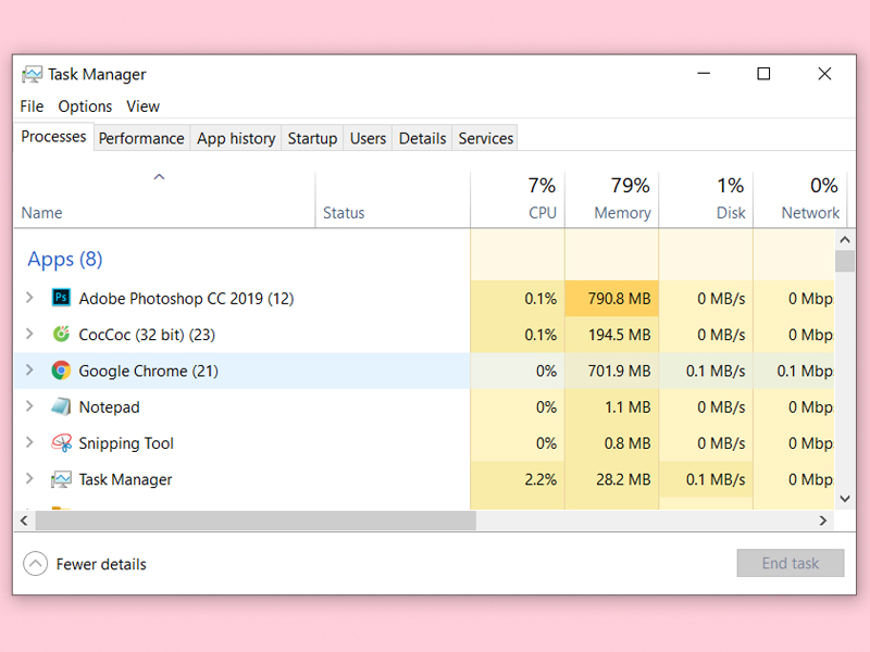 Sử dụng Task Manager