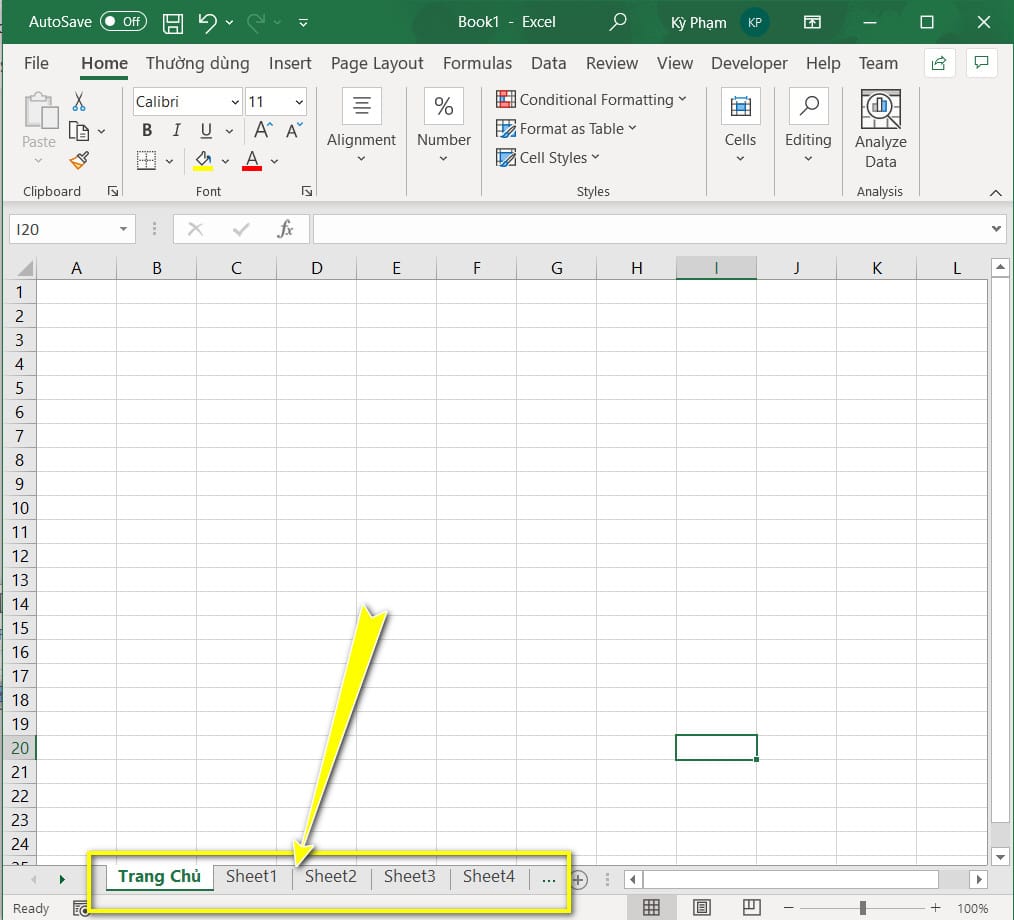 Tạo nút bấm chuyển sheet trong Excel