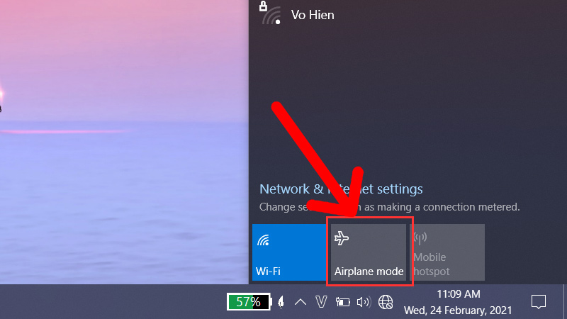Tắt chế độ máy bay trên máy bàn phím như nào?